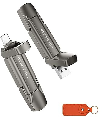 MOVE SPEED 256GB USB C Stick – Hochgeschwindigkeits-USB Stick mit 1.000 MB/s, USB 3.2 Gen2 und Typ-C Dual, Mit Schlüsselanhänger und Ledertasche