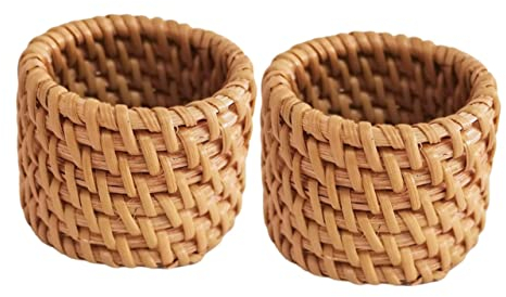 TOPBATHY 2stücke Rattan Serviettenring Verschleißfeste Serviettenschnallen Dekorative Servietten Zubehör Für Familienfeiern Partys Restaurants