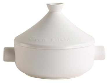 LVYUDS Keramik 2,2 Quart Tajine Topf, Marokko Kasserolle Kegelförmig Deckel Japanisch Dampfer Kompatibel mit Gas öfen Geeignet für Kochen Suppe Haferbrei Fleisch(Color:White,Size:2.5L_TAJI POT)