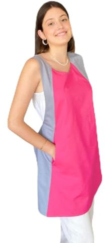 Didart Handmade Bata escolar infantil. Bata maestra. Delantal Japonés Cruzado, 2 Colores, 2 bolsillos. Uniforme Limpieza Mujer, Ropa de Trabajo y Batas para Estética y Docentes