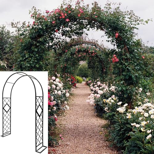 Rosenbogen Metall Torbogen Rankhilfe für Garten Kletterpflanzen Rosen W 140 200 240 300cm Outdoor Wetterfest Gartenbogen für Hochzeit Party Dekoration Rankbogen(Green,230x220x40cm)