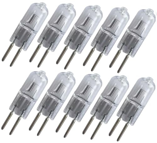 WYLIELAMSH 10Pcs Mini 12V G5.3 Halogen Light Bulb JC Type GU5.3 Bi-Pin Base for Crystal Chandelier Capsule Lamp 50W