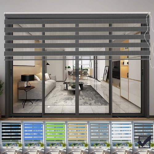 Verdunklungsrollo Klemmfix 45 x 280 cm Hitzeschutz Energiesparend Sonnenschutzrollo Zebrarollo Inkl. Montagematerial für Schlafzimmer Küche, Dunkelgrau