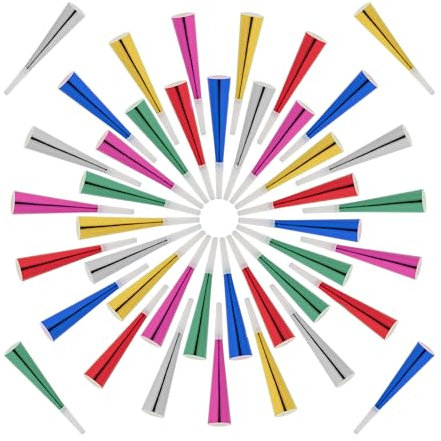 Relaxdays 114 Trombette da Festa Compleanno Bambini, Fischietti per Carnevale, Party Gadget Capodanno, Carta, Colorato, 20x3,5 cm