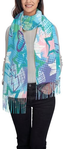 Poadnly Rockstars Flash, Großer weicher Kaschmir-Schal, Wickelschal, Fransenschal, leichte Stola, 197 x 72 cm