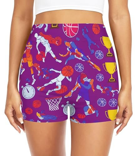 JUMBEAR Pantaloncini da bagno da donna a vita alta con coppa del campionato di pallacanestro pantaloncini da bagno pantaloncini da spiaggia pantaloncini da bagno costumi da bagno, A, XL