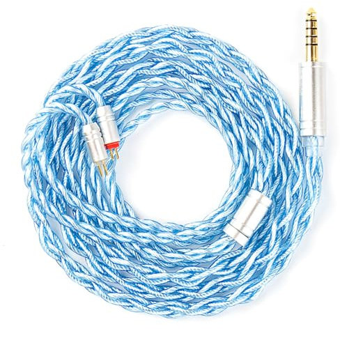 Yinyoo KBEAR Palm Thunder - Cavo per auricolari Jack 4,4 mm, 120 cm, 2PIN a 4 fili, coassiale OCC placcato argento, per IEM KZ ZST/ZS10 PRO/ZSN PRO X/EDX PRO, CCZ Melody
