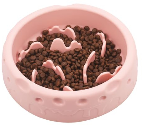 TranRantic Slow Food Feeder hund, silikon anti-stänk-skål hundar med halkfri sugkopp och spirallabyrintdesign, säker silikonskål för sällskapsdjur katter och hundar, hälsosam matsmältning (grå)