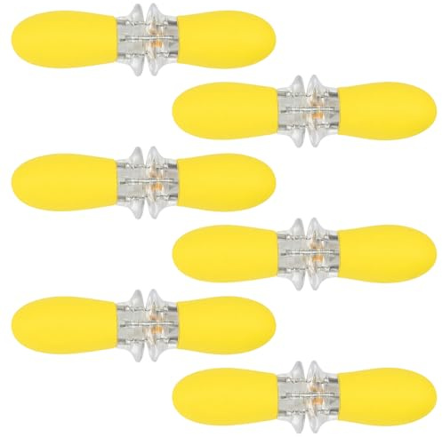 12Pcs/6Pairs Corn on The Cob, Stainless Steel Corn on The Cob Holders, Corn on The Cob Forks with Silicone Handle for Kitchen,BBQ,Parties,Picnics and Camping (Yellow)