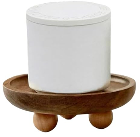Peosaard Bandeja de Madera Redonda, Elevador Decorativo de Pedestal, para centros de Mesa de Mesa de mostrador, de Entrada, Cocina de la granja/5x1.7