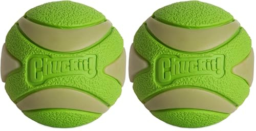 Chuckit! - MAX Glow Ultra Squeaker Ball - Pelota Sonora fosforescente para Perros - Pelota Sonora para Perros - Brilla en la Oscuridad - Tamaño Mediano - 6,5 cm de diámetro (Paquete de 2)