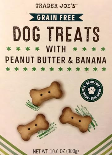 Trader Joe’s Grain Free Dog Treats with Peanut Butter & Banana, Natural Crunchy Biscuits for All Dogs, 10.6 oz