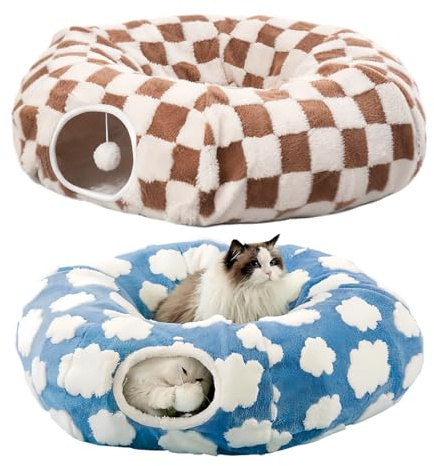 Tunnel Per Letti Per Gatti - Rimovibile In Peluche Con Palline, Posto Per Dormire Per Gattini, Mobili Per Animali Domestici, Design Per Giochi Di Ciambelle | A Ciambella A Tunnel Per Gat