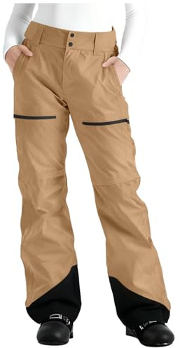 Women’s Waterproof Insulated Ski Pants Snow Pants Winter Windproof Snowboarding Trousers Outdoor Hiking Bibs Brown