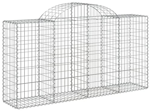 Nqyjm Trädgårdsnät staket välvd gabionkorg 200 x 50 x 100/120 cm galvaniserat järn, gabionväggsstenar för utomhusterrass dekorativ gräsmatta modell 3