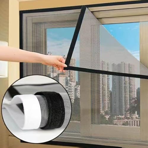 Mosquito Net for Window, Self-Adhesive Magnetic Mesh Curtain, Adjustable Fine Mesh Screen Protector for Doors and Patio, DIY Insect Screen with Strong Polyester Fiber (6 Packs)