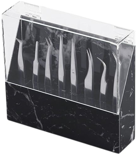 Support de pince à cils, support de pince à épiler en acrylique anti-poussière avec 8 trous, portable robuste pour fournitures d'extensions cils, présentoir en acrylique