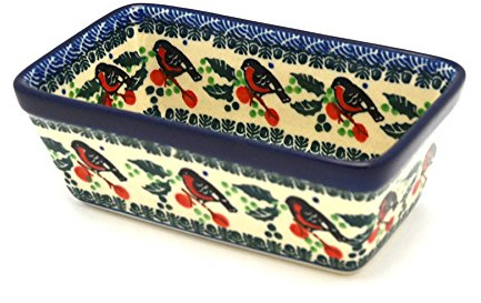 Polish Pottery Baker - Mini Loaf Pan - Red Robin