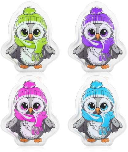 COM-FOUR® 4x reusable pocket warmers, hand warmers with owl motif | heat pad for cold days and for on the go - heat kink cushion