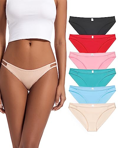 Jo & Bette String Bikini Underwear for Women - Bikini Panties - Cotton Underwear Tango Hipster Soft Sexy 6 Pack (US, Numeric, 9, Regular, Regular, Solids)