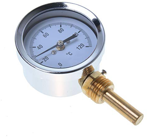 Thermomètre bimétallique de 0 °C à 120 °C avec manche d’immersion radial de 1,27 cm