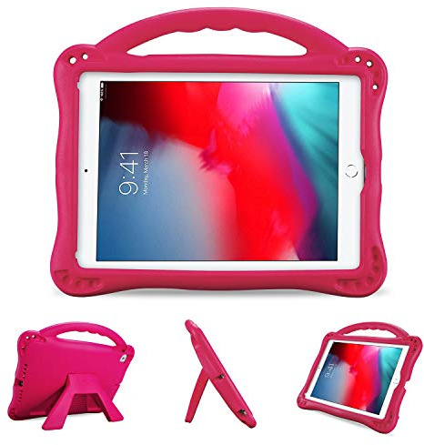 ProCase Barnfodral för iPad 9.7 2018 2017 (6th 5th Gen)/iPad Pro 9.7/iPad Air 2/Air 1 fodral barn, skyddsfodral, lätt stötsäkert sparkställ, robust barnfodral med handtag – magenta