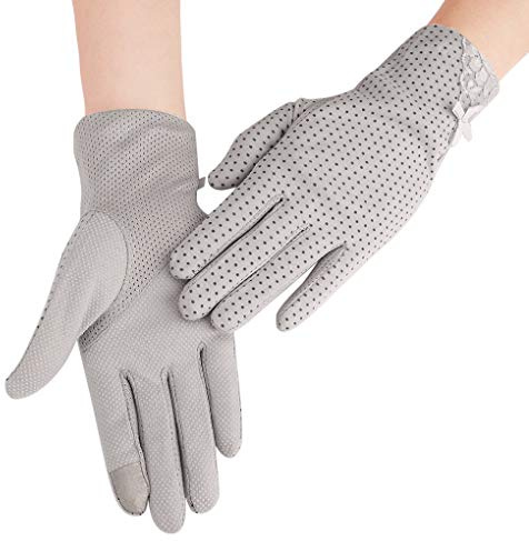 JIAHG Sommer Touchscreen Handschuhe Vollfinger Handschuhe Baumwolle Fahrradhandschuhe Kurz Spitzenhandschuhe Anti-Rutsch, Anti-UV Schutz, Dünn Sonnenschutz Fäustlinge Gloves für Fahren Outdoor