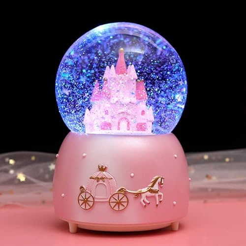 Qchomee Musical Snow Globe Music Box Crystal Ball illuminated Musical Ornament Melody Artware Birthday Christmas New Year Musical Gift for Girls Children Kids