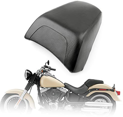 Artudatech Motorcycle Rear Passenger Pillion Pad Seat， Moto Rear Seat Leather Passenger Pilion Pad Cushion Compatible with Harley Davidsion FLSTF Fat Boy Black