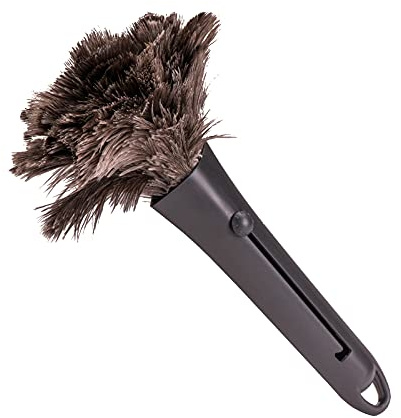 africX Strauß Staubwedel Computer Duster - Staubwischer handlich und effektiv - Ideal für Computer, Elektrogeräte und Autocockpits - Staubfänger mit vesenkbaren Federn