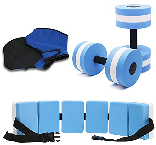 UNAOIWN Water Dumbbell Set for Aquatic Aerobics Exercise, Training Aid for Aquatic Fitness, Swim Gloves Version-Blue