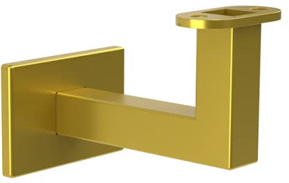 Sellon24® Soporte para pasamanos con orificio para pasamanos de madera LED, 50 x 40 cm, color: dorado semimate