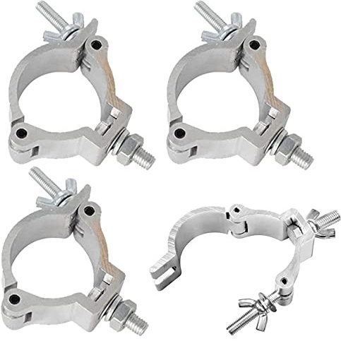 QNLEMON 4 Stück Truss Clamp 48-51 mm Bühnenlicht Klemmen Haken aus Aluminiumlegierung Leichte Klemme des Phasenhaken Strapazierfähig halb konisch Koppler