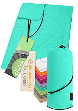 Emily´s Check Leichtsteppbett - Kinderdecke - Krabbeldecke - Picknickdecke 1585.2302, 100 x 135 cm, türkis