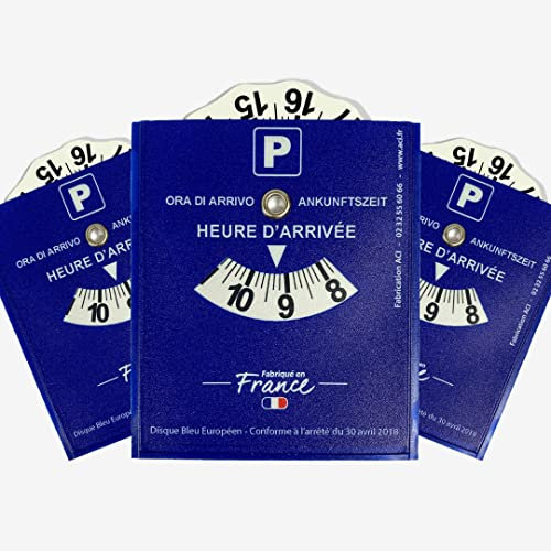 3 Disques Bleus Adhésifs de Stationnement Zone Bleue | Fabriqué en France | Facile Autocollant et Durable | Accessoires Auto Voiture