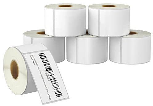 BETCKEY - 57mm x 102mm(2,25 in x 4 in) Perforadas Etiquetas Térmicas para Envío y Uso Múltiple Compatible con impresoras Zebra y otras [6 Rollen/2100 Etiquetas]