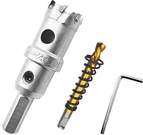 KEWAYO-Seghe a tazza in Carburo, Taglierina per Fori in Carburo, Punte da Trapano per Denti in Metallo TCT per Acciaio Inossidabile, Acciaio, Alluminio, Ferro (22MM)