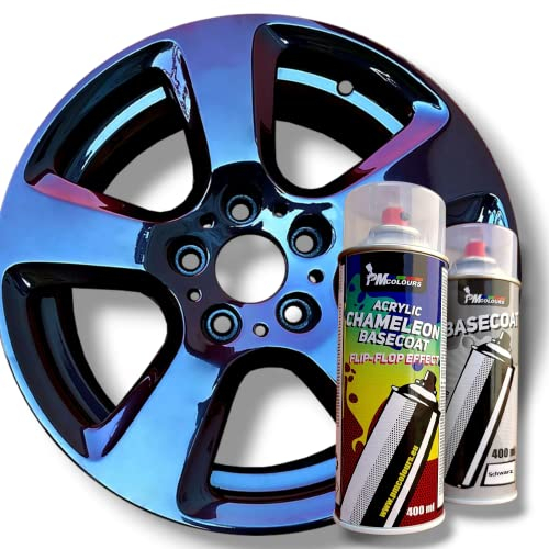 PMcolours Flip Flop Lack mit Multi Color LAVA (schwarz-rot-gelb) Chamäleon-Effekt Sprühdosen Set, (1x Flip Flop Sprühfarbe + 1x Basisspray Schwarz), 2x 400 ml Spray