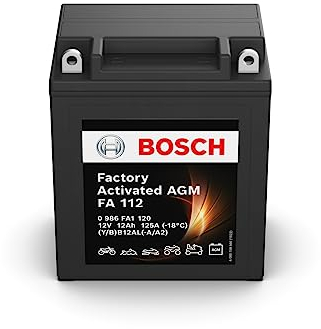 Bosch FA112 - Batteria AGM per motocicli - 12V 125A 12Ah - Adatta per moto, motociclette, enduro, scooter, quad, moto d'acqua - Compatibile M4F32, BB12AL-A, BB12AL-A2