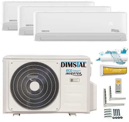 A++/A++/A++ Twin-Rotary Trio Split SelfClean WiFi-Ready Golden-Fin 1x3,5kW + 2x2,6kW MultiSplit Klimaanlage Klimagerät 3 Innengeräte mit Heizung