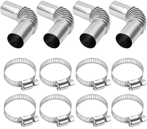 Sporgo 25MM Edelstahl Abgasrohr Winkelverbinder: 4 Stück Edelstahl Standheizung Dieselgasentlüftungsschlauch mit 8 Stück Schlauchschellen, Autoheizung Auspuffrohr für Stromerzeuger Diesel Heizung