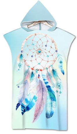 Rowjoy Toalla de playa, poncho de surf, poncho para mujer y hombre, diseño atrapasueños, toalla de playa de microfibra, poncho de baño con capucha, poncho de secado rápido para nadar en la playa