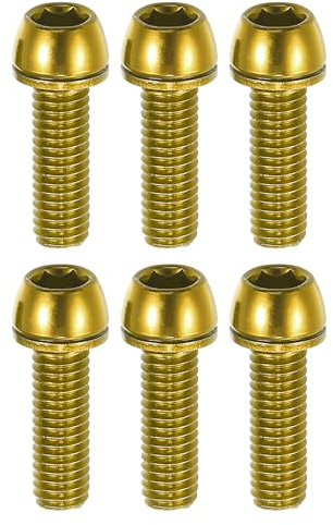 QUARKZMAN 6 Stück Fahrradlenker-Schrauben für Fahrradlenker M6x20mm Goldfarben