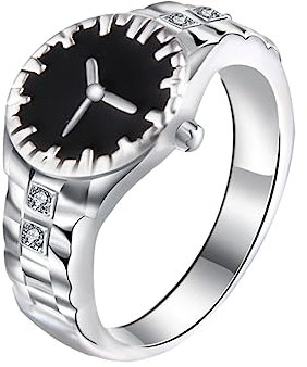 Holibanna Paar's Uhrenform Ring Aus Kupfermetall Für Frauen Stilvoller Finger Ring Für Hochzeit Party Valentinstag Elegantes Schmuckstück Als