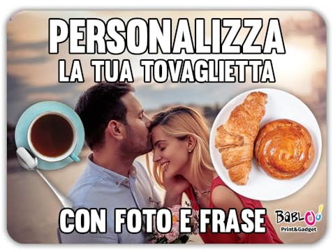 Tovaglietta da Colazione in Plastica Personalizzata con Foto, Logo, Grafica, Frase o Testo Personalizzabile Idea Regalo per San Valentino, Anniversario, Natale e per Tutta la Famiglia