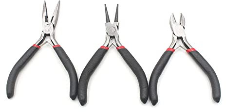 Kobeleen 3 Pz/Set Pinze per Gioielli in Lega di Zinco Set Kit di Strumenti Fai da Te Taglierina Laterale Naso Tondo A Punta Pinze a Naso Strumento di Creazione di Gioielli