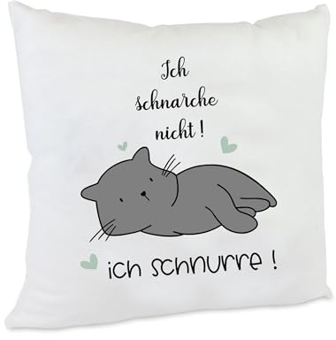 Kilala Anti-Schnarch Kissen Katze lustiger Spruch Ich schnarche Nicht! Ich schnurre DekoKissen Geschenk Katzenliebhaber (Katze grau)