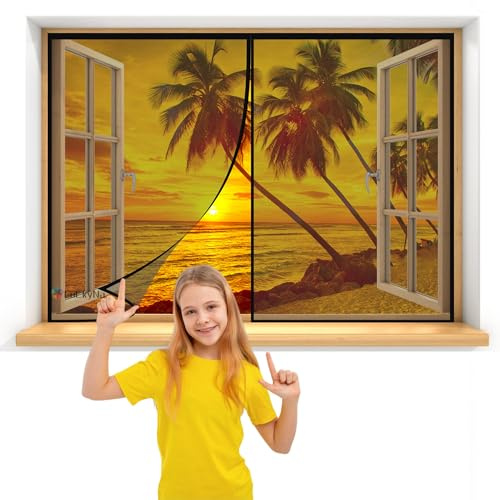 Zanzariera Magnetica Finestra 55x105cm Nero Zanzariere Magnetiche Per Porte finestre su Misura Chiusura Automatica Anti Insetti Zanzariere Facile Da Installare