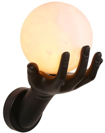 LIGKIN Applique Murale Créative en Forme de Main Lampe Murale LED Moderne Scandinave Avec G9 ampoule Applique en Plâtre Eclairage murale Déco Lampe de chevet pour Chambre Loft Couloir, Noir