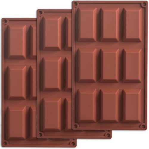 ionEgg 9 Mulden Trapezform Silikonform Antihaft Flexible Lebensmittelform für Seife, Kerzen, Schokolade, Harz und Gebäck, 3 Stück